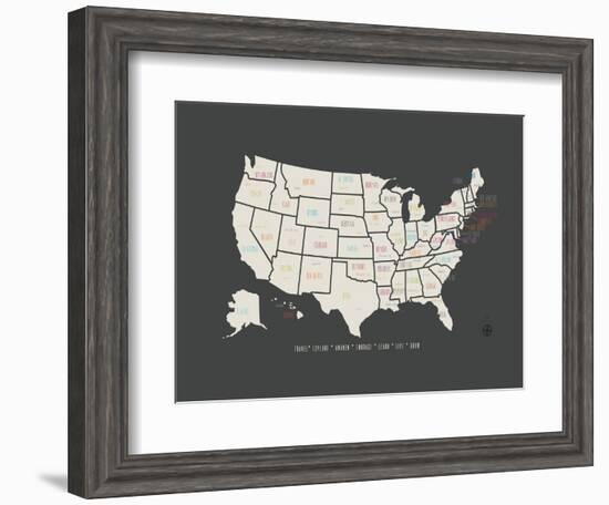 Black Map USA-Kindred Sol Collective-Framed Art Print