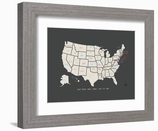 Black Map USA-Kindred Sol Collective-Framed Art Print