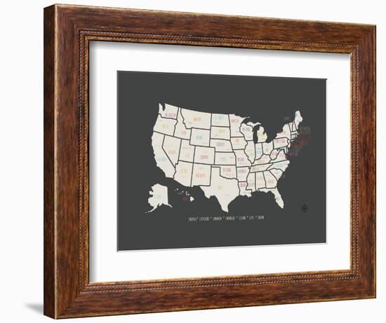 Black Map USA-Kindred Sol Collective-Framed Art Print