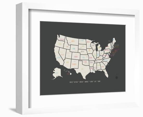 Black Map USA-Kindred Sol Collective-Framed Art Print