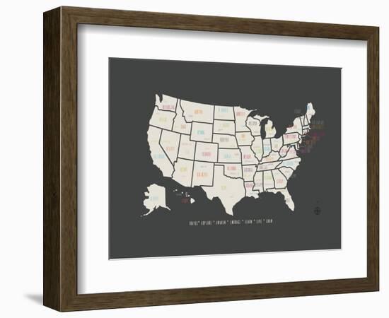 Black Map USA-Kindred Sol Collective-Framed Premium Giclee Print