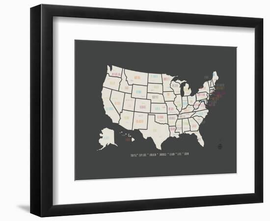 Black Map USA-Kindred Sol Collective-Framed Premium Giclee Print