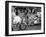 Black Motorcyclist of the Big Circle Motorcycle Association Sitting Between Harley Davidson Bikes-John Shearer-Framed Photographic Print