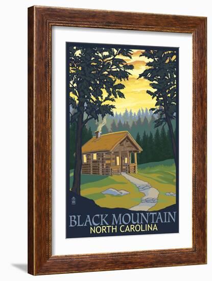 Black Mountain, North Carolina - Cabin Scene-Lantern Press-Framed Art Print