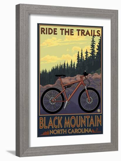 Black Mountain, North Carolina - Ride the Trails-Lantern Press-Framed Art Print