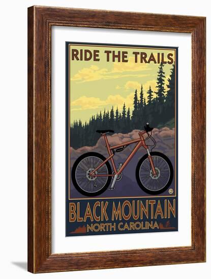 Black Mountain, North Carolina - Ride the Trails-Lantern Press-Framed Art Print