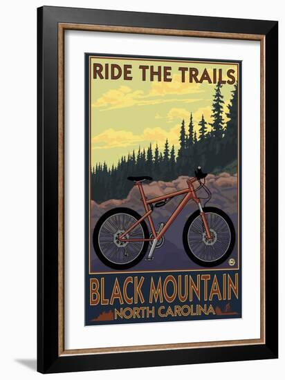 Black Mountain, North Carolina - Ride the Trails-Lantern Press-Framed Art Print