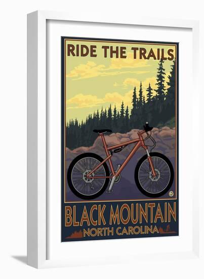 Black Mountain, North Carolina - Ride the Trails-Lantern Press-Framed Art Print