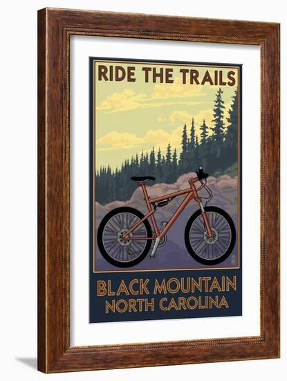 Black Mountain, North Carolina - Ride the Trails-Lantern Press-Framed Art Print