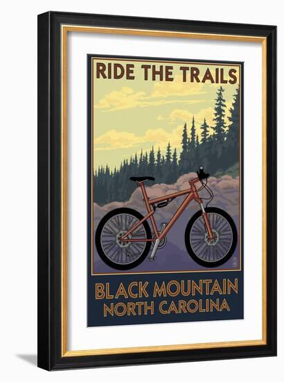 Black Mountain, North Carolina - Ride the Trails-Lantern Press-Framed Art Print