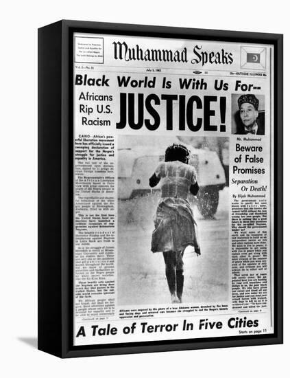 Black Muslim Newspaper, 'Muhammad Speaks', Emphasizes African Americans Abuse, Jul 5, 1963-null-Framed Stretched Canvas