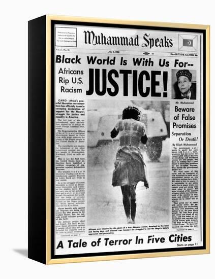 Black Muslim Newspaper, 'Muhammad Speaks', Emphasizes African Americans Abuse, Jul 5, 1963-null-Framed Stretched Canvas