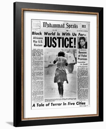 Black Muslim Newspaper, 'Muhammad Speaks', Emphasizes African Americans Abuse, Jul 5, 1963-null-Framed Photo