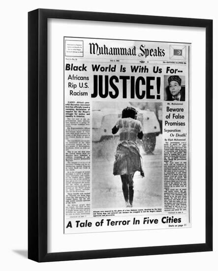 Black Muslim Newspaper, 'Muhammad Speaks', Emphasizes African Americans Abuse, Jul 5, 1963-null-Framed Photo