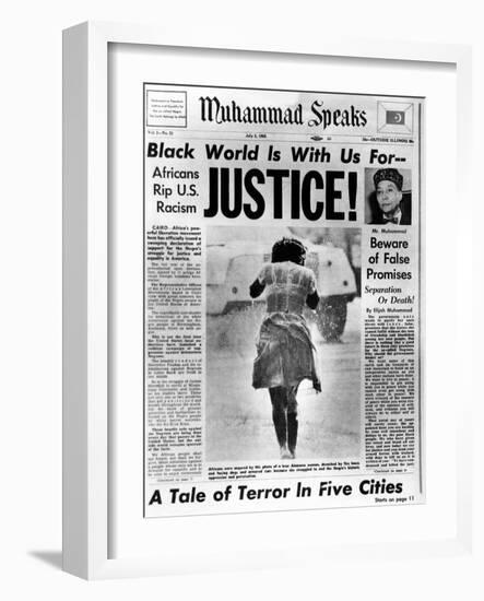 Black Muslim Newspaper, 'Muhammad Speaks', Emphasizes African Americans Abuse, Jul 5, 1963-null-Framed Photo