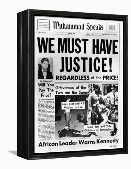 Black Muslim Newspaper, 'Muhammad Speaks', Emphasizes African Americans Abuse, Jun 21, 1963-null-Framed Stretched Canvas