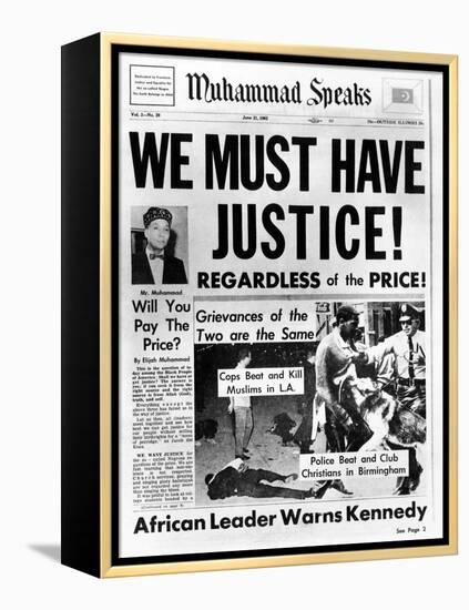 Black Muslim Newspaper, 'Muhammad Speaks', Emphasizes African Americans Abuse, Jun 21, 1963-null-Framed Stretched Canvas