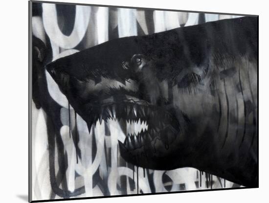 Black on Black Shark-Shark Toof-Mounted Art Print