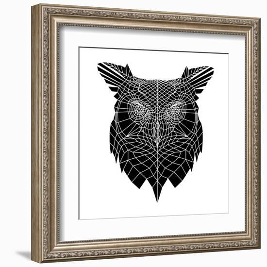 Black Owl Head Mesh-Lisa Kroll-Framed Art Print