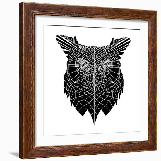 Black Owl Head Mesh-Lisa Kroll-Framed Art Print