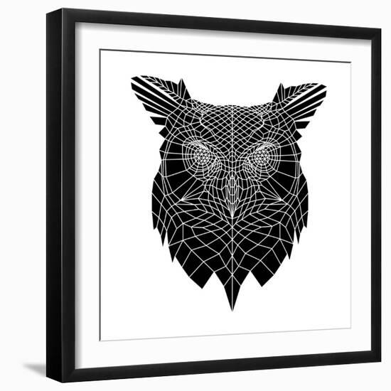 Black Owl Head Mesh-Lisa Kroll-Framed Art Print