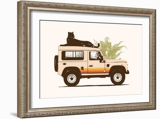 Black Panther on Car-Florent Bodart-Framed Giclee Print