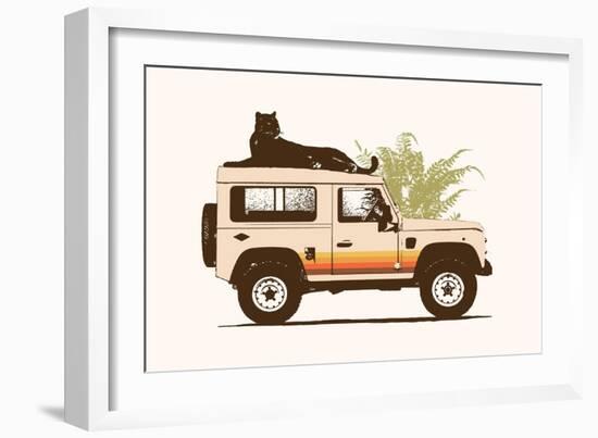 Black Panther on Car-Florent Bodart-Framed Giclee Print