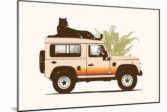 Black Panther on Car-Florent Bodart-Mounted Giclee Print