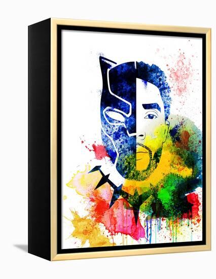 Black Panther Watercolor I-Jack Hunter-Framed Stretched Canvas