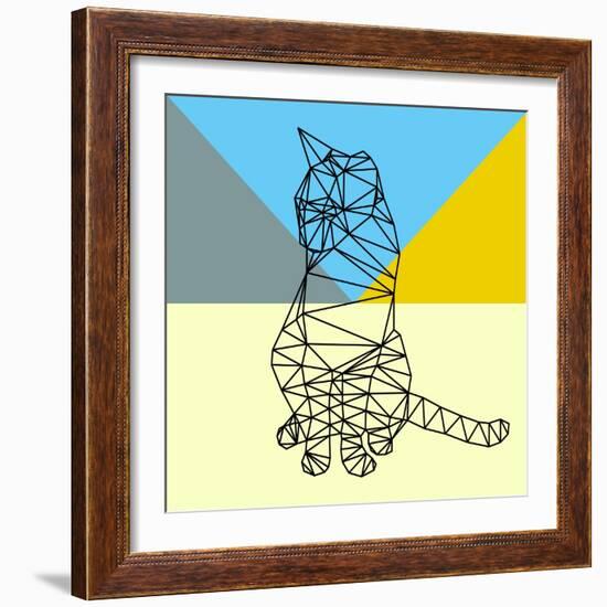 Black Party Cat Polygon-Lisa Kroll-Framed Art Print