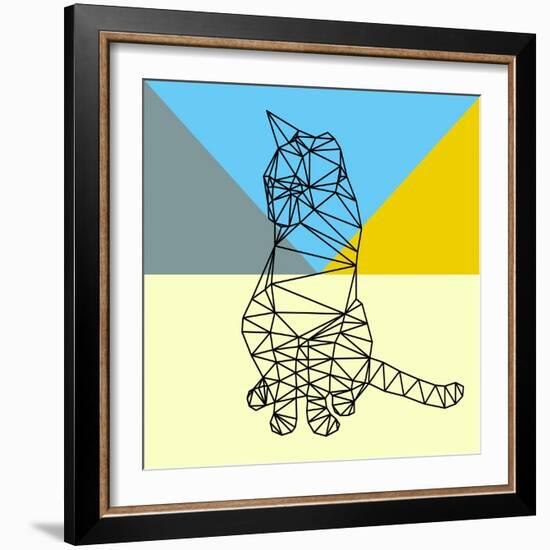 Black Party Cat Polygon-Lisa Kroll-Framed Art Print