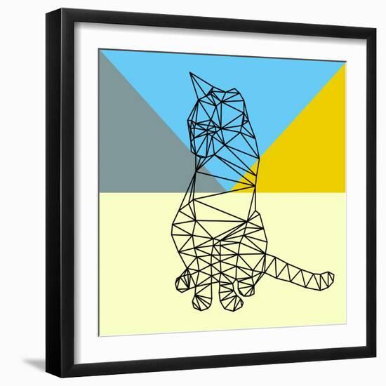 Black Party Cat Polygon-Lisa Kroll-Framed Art Print