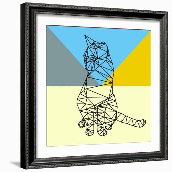 Black Party Cat Polygon-Lisa Kroll-Framed Art Print