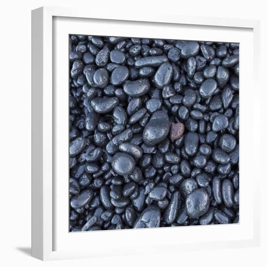 Black pebble rocks on Miloli'i Beach, Big Island, Hawaii-Maresa Pryor-Framed Photographic Print