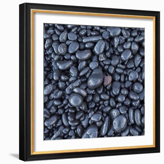 Black pebble rocks on Miloli'i Beach, Big Island, Hawaii-Maresa Pryor-Framed Photographic Print