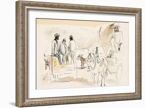 Black People and Two Carts (W/C on Paper)-Jules Pascin-Framed Giclee Print