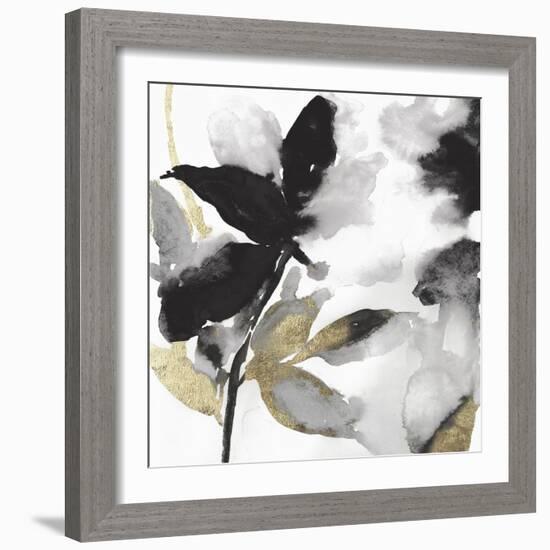 Black Petals Gold Leaves I-Asia Jensen-Framed Art Print