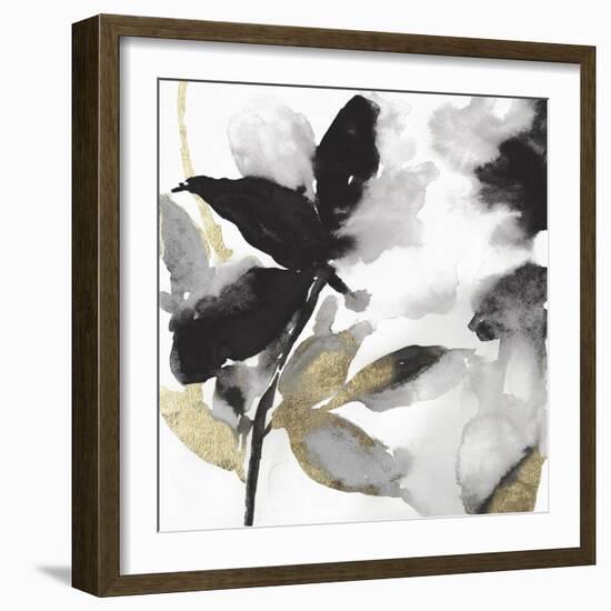 Black Petals Gold Leaves I-Asia Jensen-Framed Art Print