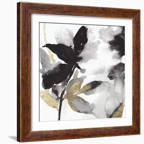 Black Petals Gold Leaves I-Asia Jensen-Framed Art Print