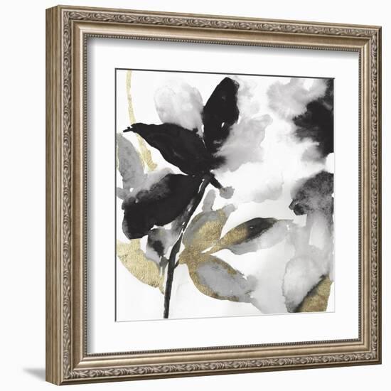 Black Petals Gold Leaves I-Asia Jensen-Framed Art Print