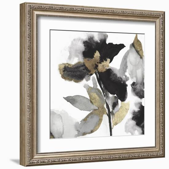 Black Petals Gold Leaves II-Asia Jensen-Framed Art Print