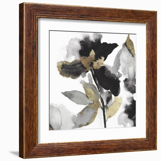 Black Petals Gold Leaves II-Asia Jensen-Framed Art Print