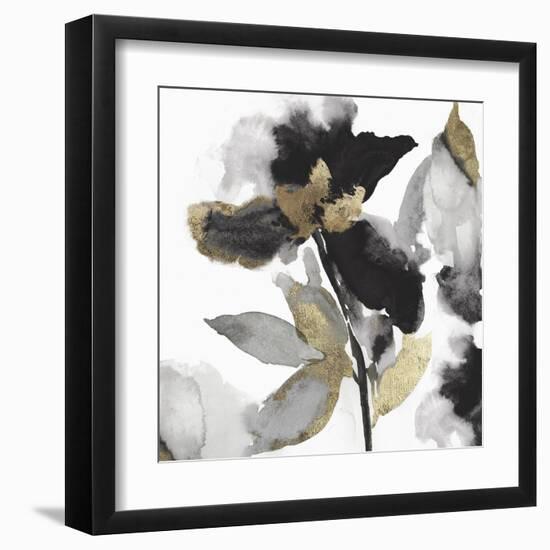 Black Petals Gold Leaves II-Asia Jensen-Framed Art Print