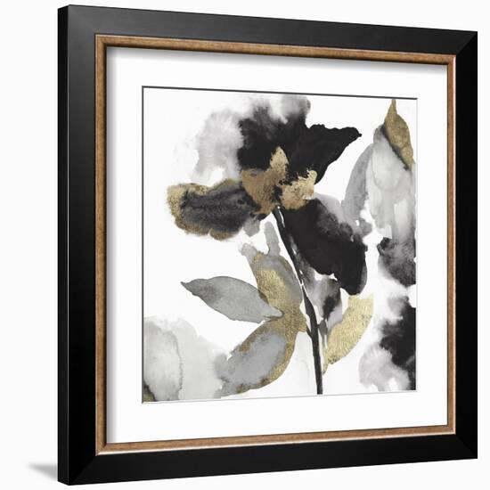 Black Petals Gold Leaves II-Asia Jensen-Framed Art Print