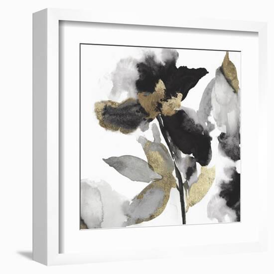 Black Petals Gold Leaves II-Asia Jensen-Framed Art Print