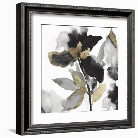 Black Petals Gold Leaves II-Asia Jensen-Framed Art Print