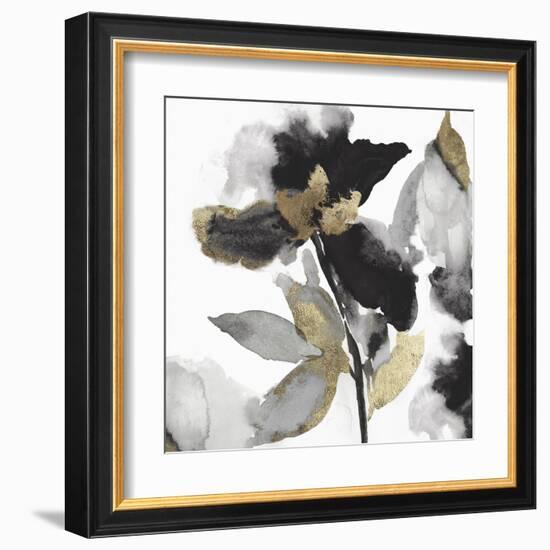 Black Petals Gold Leaves II-Asia Jensen-Framed Art Print