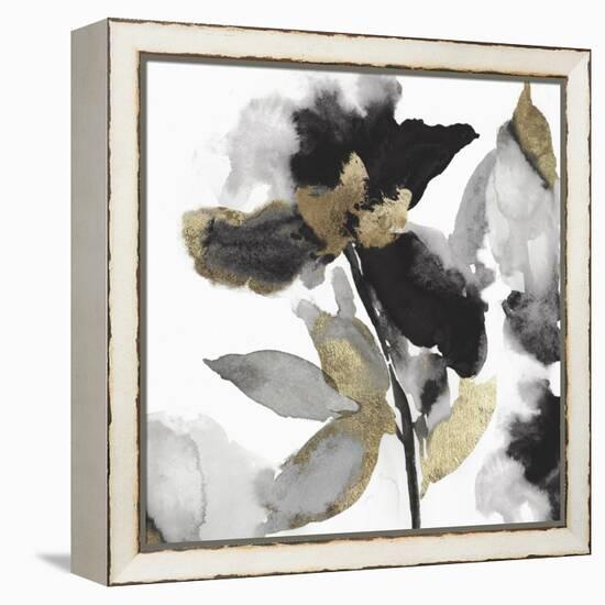 Black Petals Gold Leaves II-Asia Jensen-Framed Stretched Canvas