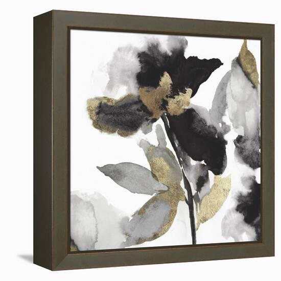 Black Petals Gold Leaves II-Asia Jensen-Framed Stretched Canvas