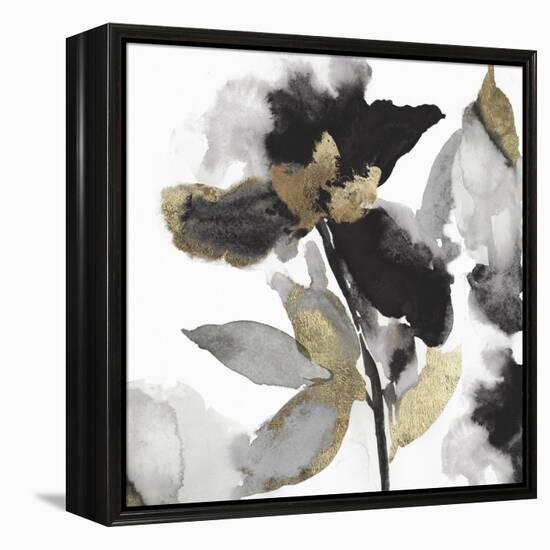 Black Petals Gold Leaves II-Asia Jensen-Framed Stretched Canvas